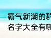 霸气新潮的群名字大全 霸气新潮的群名字大全有哪些