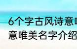 6个字古风诗意唯美名字 6个字古风诗意唯美名字介绍